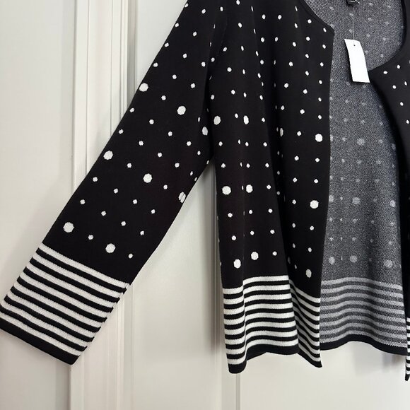Ann Taylor Factor Black/White Open Front Cardigan Sweater NWT - Picture 2 of 9